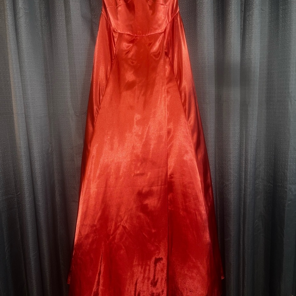 David's Bridal Charmuse Sunset Coral